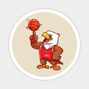 Cute Eagle Playing Basketball Cartoon Magnet